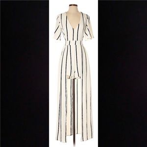 Crystal Doll romper- dark stripes on white/ivory